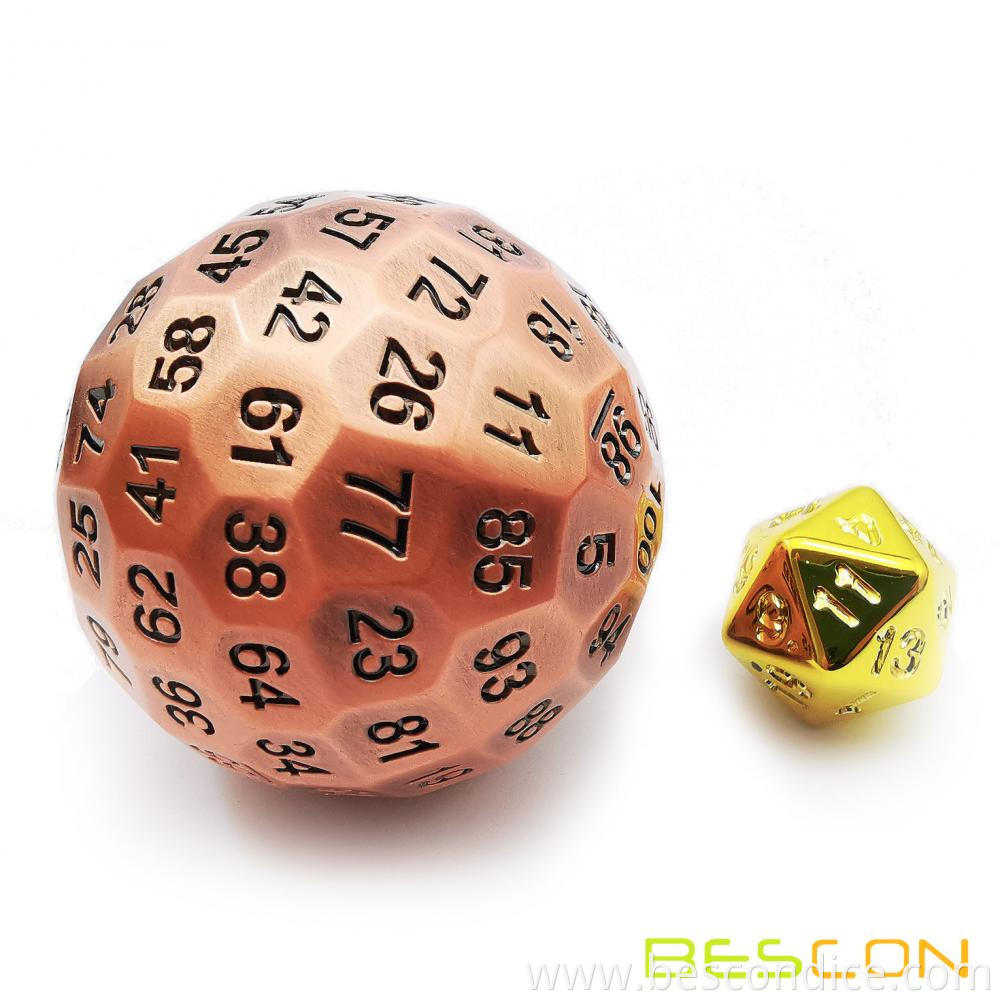 Jumbo Solid Metal D100 Dice 50mm 3 Jumbo Solid Metal D100 Dice 50mm 3